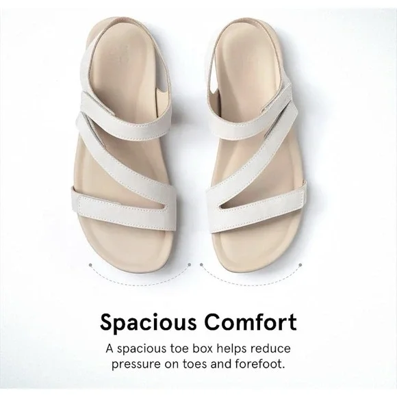 ABEO White Sandal Oasis Leather Womens 7 Medium Adjustable Straps New In Box - Picture 5 of 8